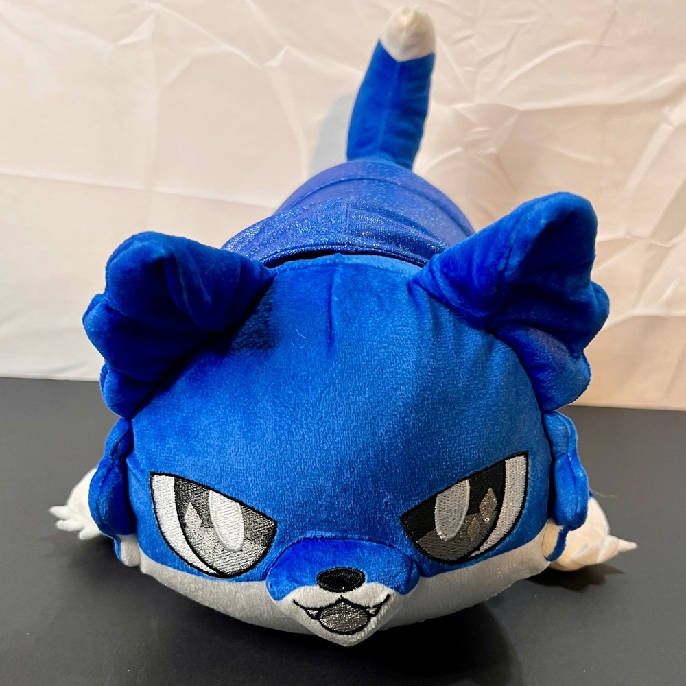 Aphmau‎ 11in Pierce MeeMeow Plush Kids Blue Excellent Sparkly Hoodie Wolf Cat